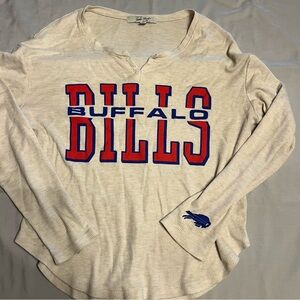 Junk Foods Medium Cream Thermal Buffalo Bills NFL Long Sleeve Tee Top Shirt
